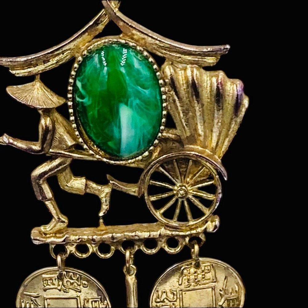 Vintage Chinese Rickshaw Man Dangle Necklace - Picture 4 of 6